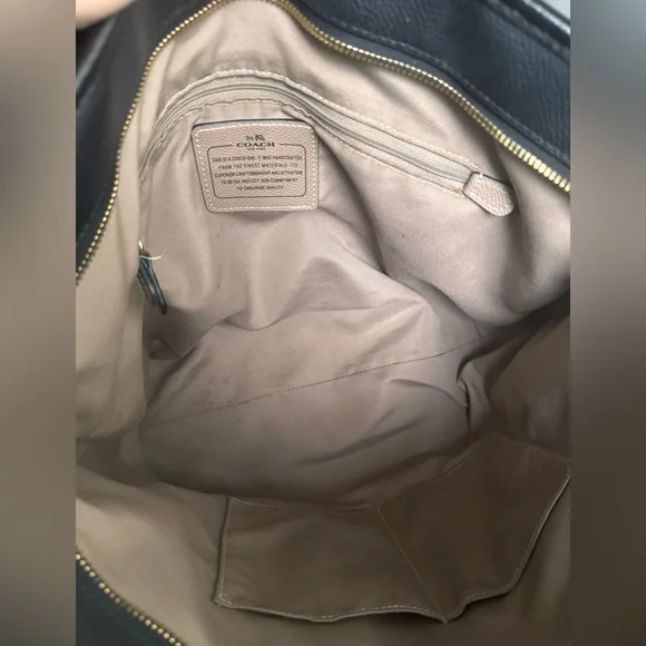 Coach Large Tote Bag Shoulder Bag Logo F36875 Leather Black - Picture 5 of 6